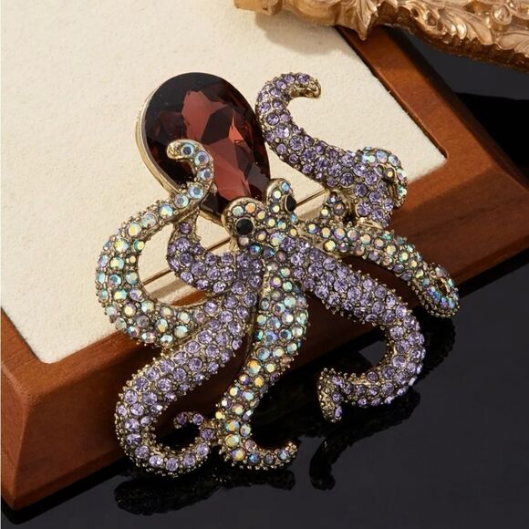 🐙 HEIDI DAUS Stunning new large crystal octopus brooch 🐙 - Picture 2 of 8